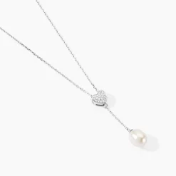 Best Histoire d'Or Collier Elvie Argent Blanc Perle De Culture Et Oxyde De Zirconium