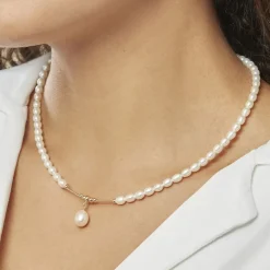 Online Histoire d'Or Collier Emma-lisa Or Jaune Perle De Culture