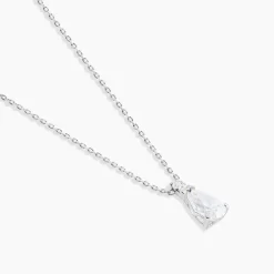 Online Histoire d'Or Collier Enis Or Blanc Oxyde De Zirconium Et Olivine