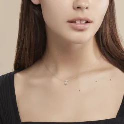 Online Histoire d'Or Collier Enis Or Blanc Oxyde De Zirconium Et Olivine