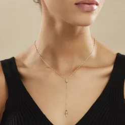 New Histoire d'Or Collier Evelina Croix Maille Boule Or Jaune