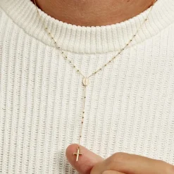 New Histoire d'Or Collier Evelina Croix Maille Boule Or Jaune