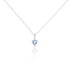 New Histoire d'Or Collier Fany Or Blanc Topaze Et Oxyde De Zirconium or blanc topaze bleue
