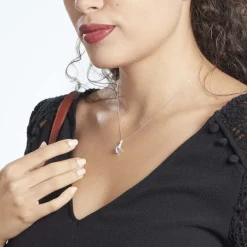 New Histoire d'Or Collier Fany Or Blanc Topaze Et Oxyde De Zirconium or blanc topaze bleue