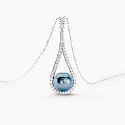 Histoire d'Or Collier Gillet Or Blanc Perle De Tahiti Oxyde Zirconium* Colliers|Colliers