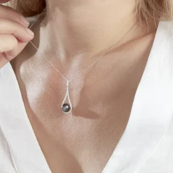 Histoire d'Or Collier Gillet Or Blanc Perle De Tahiti Oxyde Zirconium* Colliers|Colliers