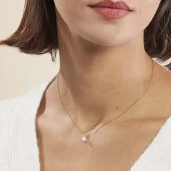 Sale Histoire d'Or Collier Helin Or Jaune Perle De Culture Et Oxyde De Zirconium