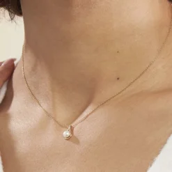 Sale Histoire d'Or Collier Helin Or Jaune Perle De Culture Et Oxyde De Zirconium