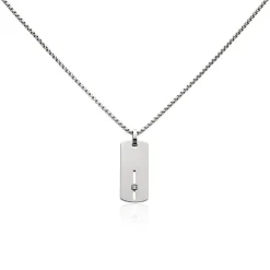 Clearance Histoire d'Or Collier Iefan Acier Blanc Oxyde De Zirconium