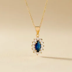 New Histoire d'Or Collier Lisea Plaqué Or Jaune Verre Et Oxyde De Zirconium plaqué or jaune verre bleu