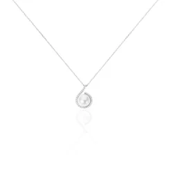 Histoire d'Or Collier Lucinda Or Blanc Perle De Culture Et Oxyde De Zirconium* Colliers|Colliers
