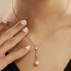 New Histoire d'Or Collier Lynes Argent Rose Perle De Culture Et Oxyde De Zirconium