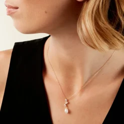 New Histoire d'Or Collier Nacrée Or Jaune Perle De Culture Oxyde De Zirconium