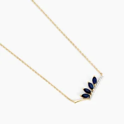 Sale Histoire d'Or Collier Navette Diamant or jaune saphir