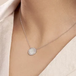 New Histoire d'Or Collier Nawala De Zirconium Et Nacre argent blanc oxyde