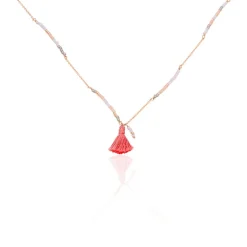 New Histoire d'Or Collier Ninon Argent Rose Perle D'imitation Et Chrysoprase