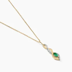 Best Histoire d'Or Collier Ondulations Or Jaune Emeraude Diamant