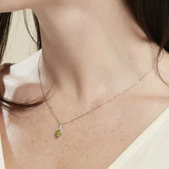 Sale Histoire d'Or Collier Or Blanc Clothilde Péridot or blanc péridot vert