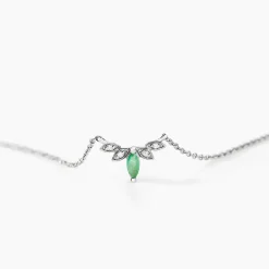 Discount Histoire d'Or Collier Or Blanc Febe Emeraude Diamant