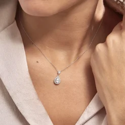 Hot Histoire d'Or Collier Or Blanc Uxellus Oxyde De Zirconium