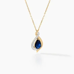 Discount Histoire d'Or Collier Or Jaune Angelika Saphir
