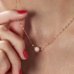 Online Histoire d'Or Collier Or Jaune Fliep Perle De Culture