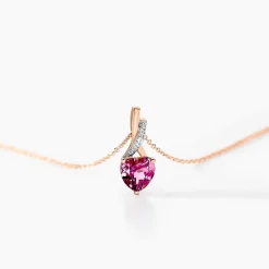 Online Histoire d'Or Collier Or Rose Clothilde Rhodolite or rose rhodolite rouge