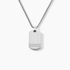 Histoire d'Or Collier Quadrillage Acier Blanc* Bijoux Personnalisés|Colliers