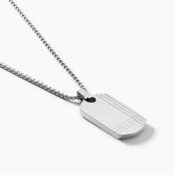 Histoire d'Or Collier Quadrillage Acier Blanc* Bijoux Personnalisés|Colliers