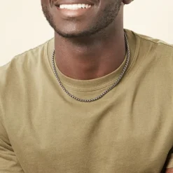 Histoire d'Or Collier Raph Maille Palmier Acier Gris* Colliers|Colliers