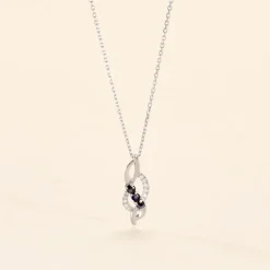 Discount Histoire d'Or Collier Rosalyne Or Blanc Saphir Et Diamant