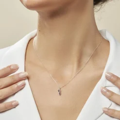 Discount Histoire d'Or Collier Rosalyne Or Blanc Saphir Et Diamant