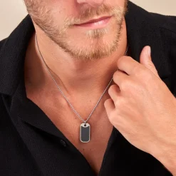 Clearance Histoire d'Or Collier Serjac Acier Blanc Agate