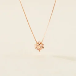 New Histoire d'Or Collier Solitaire Argent Rose Rio Santa Teresa Oxyde De Zirconium argent rose oxyde champagne