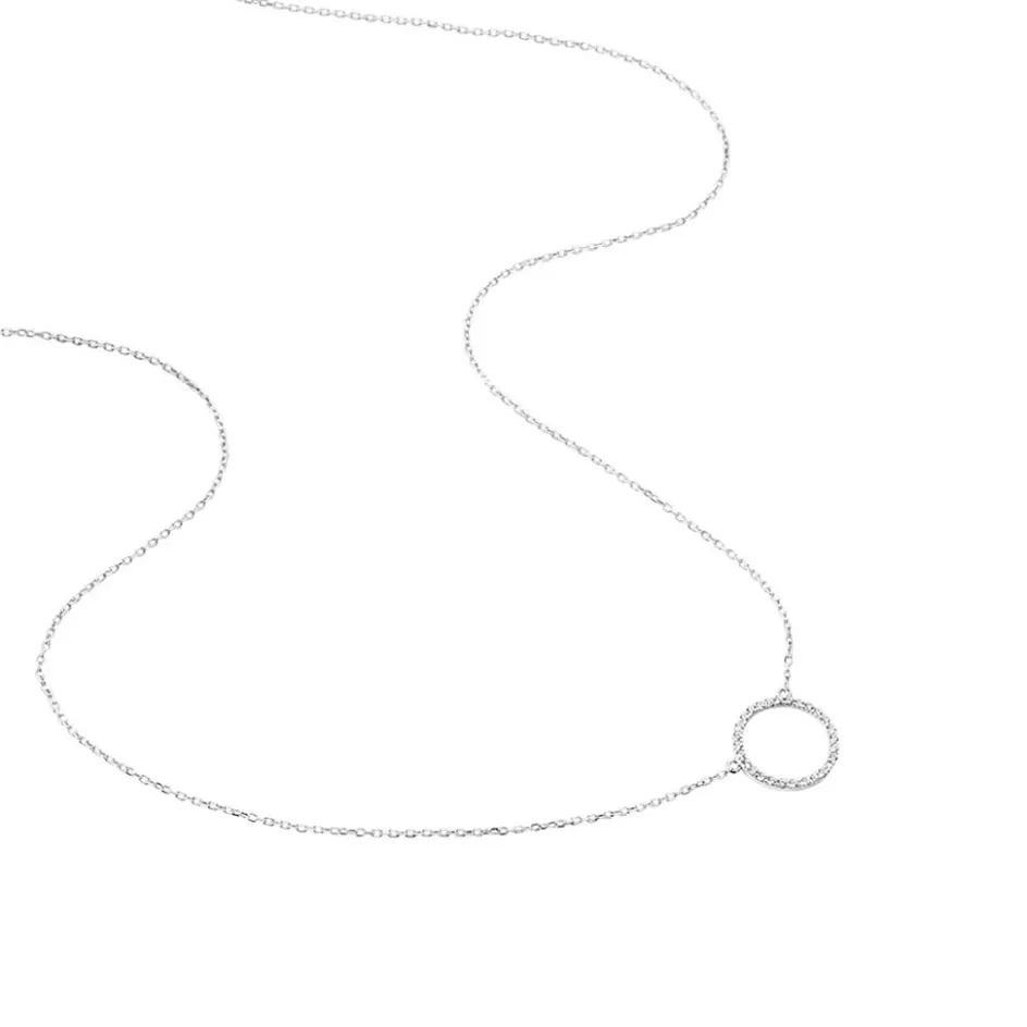 Histoire d'Or Collier Stip Or Blanc Oxyde De Zirconium
