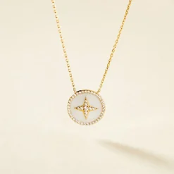 Discount Histoire d'Or Collier Sweet Rosace Or Jaune Oxyde De Zirconium