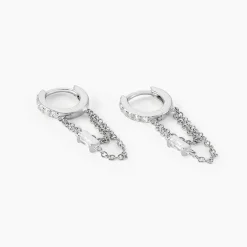 Histoire d'Or Créole Argent Blanc Javier Oxydes De Zirconium* Boucles D'Oreilles|Boucles D'Oreilles Fantaisie