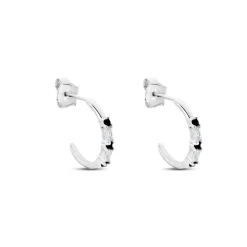 Histoire d'Or Créoles Adriana Argent Blanc Oxyde De Zirconium* Boucles D'Oreilles|Boucles D'Oreilles Fantaisie