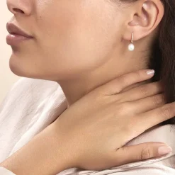 Hot Histoire d'Or Créoles Anes Poire Or Jaune Perle De Culture Et Oxyde De Zirconium