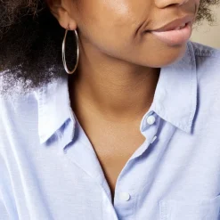 Histoire d'Or Créoles Argent Blanc Anne* Boucles D'Oreilles|Boucles D'Oreilles Créoles