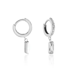 Histoire d'Or Créoles Argent Blanc Irenion Oxydes De Zirconium