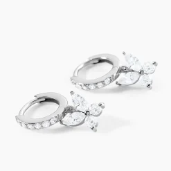 Histoire d'Or Créoles Argent Blanc Karitate Oxydes De Zirconium* Boucles D'Oreilles|Boucles D'Oreilles Fantaisie