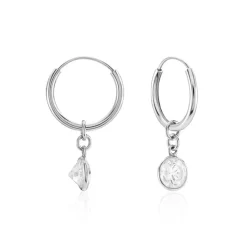 Histoire d'Or Créoles Argent Blanc Lehunnus Oxyde De Zirconium