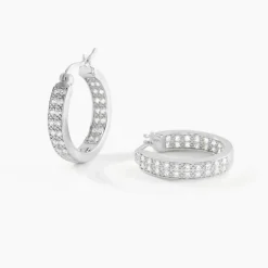 Discount Histoire d'Or Créoles Argent Blanc Menelas Oxydes De Zirconium