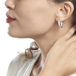 Discount Histoire d'Or Créoles Argent Blanc Menelas Oxydes De Zirconium