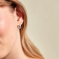 Clearance Histoire d'Or Créoles Argent Blanc Menelas Oxydes De Zirconium