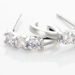 Histoire d'Or Créoles Argent Blanc Rosaure Oxydes De Zirconium* Boucles D'Oreilles|Boucles D'Oreilles Fantaisie