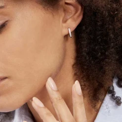 Sale Histoire d'Or Créoles Argent Blanc Roshan Oxydes De Zirconium