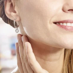 Hot Histoire d'Or Créoles Bastiano Rondes Argent Blanc Oxyde De Zirconium