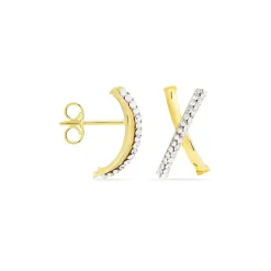 Histoire d'Or Créoles Bleona Croisees Or Jaune Strass* Boucles D'Oreilles|Boucles D'Oreilles Créoles